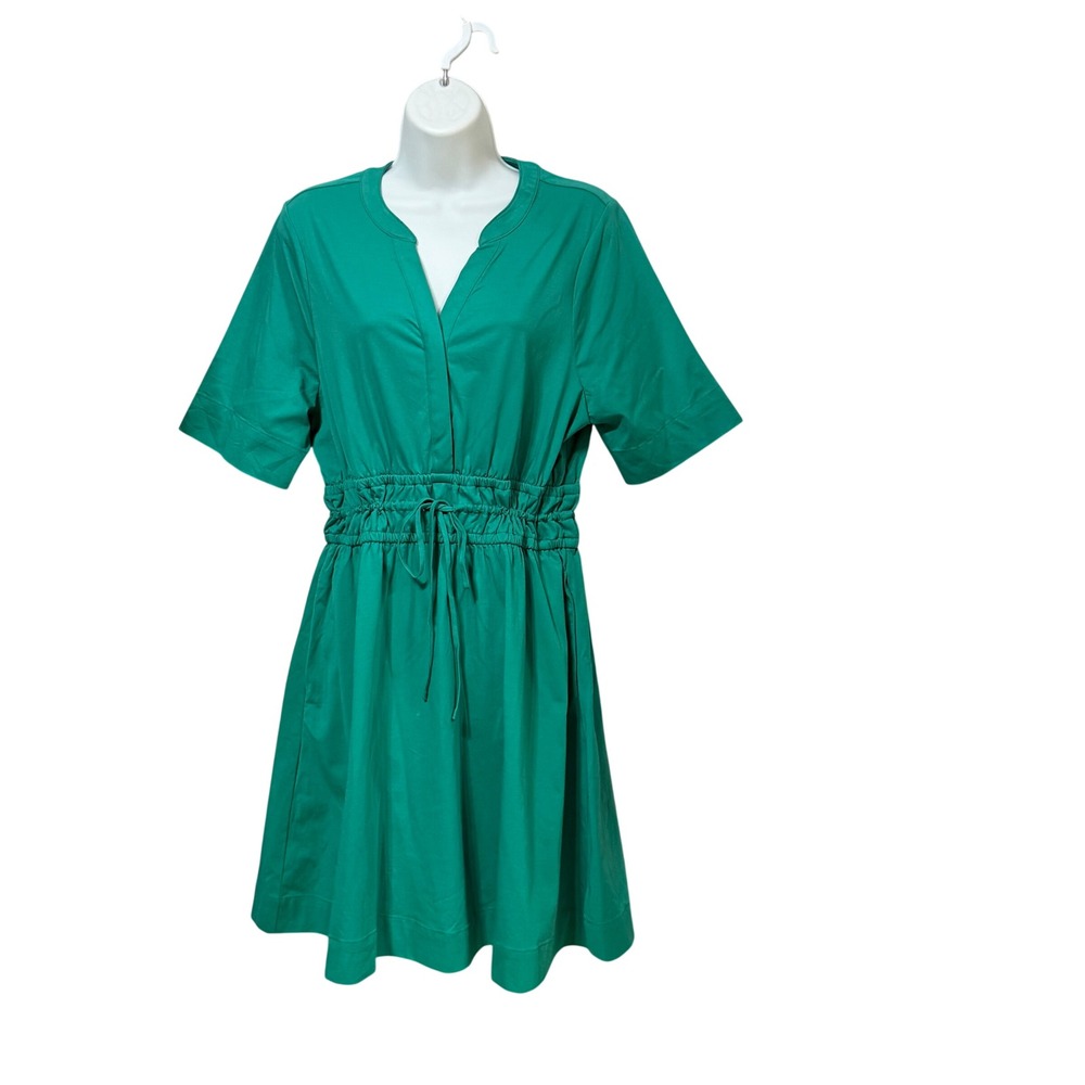 41 Hawthorn Green Short Sleeve Drawstring Waist Pocket Dress WGK73034 Large